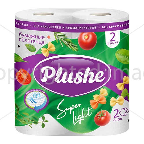 Полотенце бумажное "PLUSHE SUPER LIGHT" 2 слоя, 2 рулона, 10 метров, белый 1/12 2438 - фото 7150