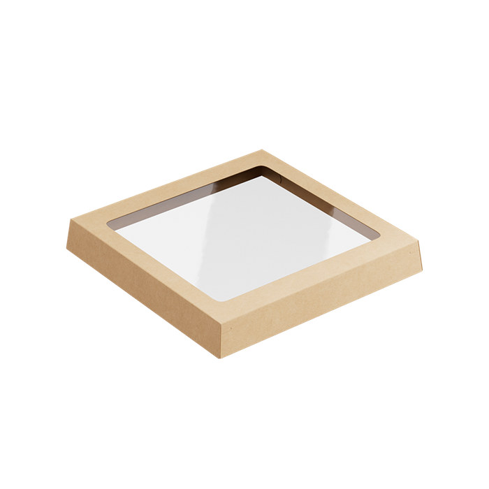 Крышка картонная OneClick 950-1250 мл плоская с окошком антифог 2460