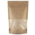Пакет бумажный Doypack 200х300 (45+45) мм крафт с окошком 70 мм (100/600 шт.) №15 2740